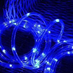 Lychee 16.5ft 50LED Waterproof Solar Power String 1.2 V, Daylight White, with Light Sensor, Outdoor Rope Lights, Ideal for Christmas, Party, Wedding (Blue)