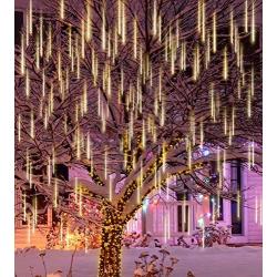 Joiedomi 2Packs Christmas Meteor Shower Lights Falling Rain Drop Icicle String Lights 240 LEDs 8 Tube 30cm/12inch (Warm White) for Christmas Holiday Party Home Patio Outdoor Decoration