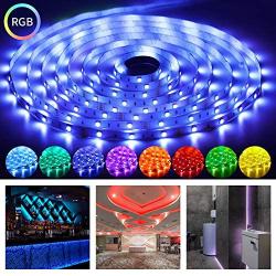 OUSFOT Led Strip Lights Kit 5050 RGB Color Changing 16.4 Feet Flexible Led Light Strip SMD with 44-Keys Remote Control Rope Light for Bedroom Kitchen Bar Party Holiday Decoration