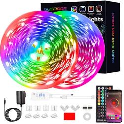 GUSODOR Led Strip Lights 65.6 Feet RGB Led Light LEDs Tape Strips Rope Lights Music Sync DIY Colors Changing Timing with 40 Key Remote Decoration for Bedroom Home TV Party Christmas Smart APP Control