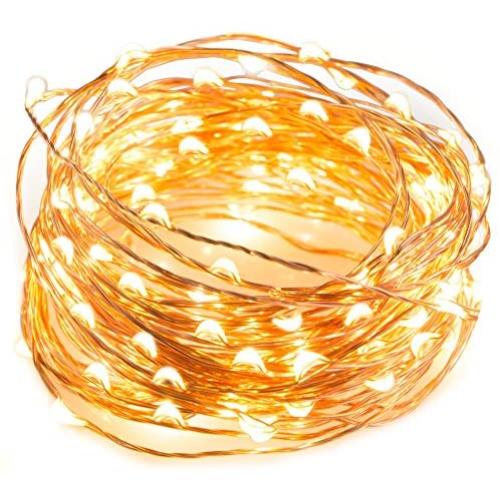 TaoTronics LED String Lights 33 ft with 100 LEDs, Waterproof Decorative Lights for Bedroom, Patio, Parties (Copper Wire Lights, Warm White)
