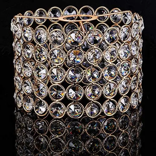 Crystal Lamp Shade Ceiling Light Shade Fitting for Living Room, Bedroom and Bathroom, Warm White, Bulb Not Included (Gold, 5.9 x 5.9 x 3.94 Inch) Crystal Lamp Shade Ceiling Light Shade Fitting for Living Room, Bedroom and Bathroom, Warm White, Bulb Not Included (Gold, 5.9 x 5.9 x 3.94 Inch)