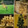 Outdoor Solar String Lights 39.4ft, 100-LED Solar Fairy Lights, Waterproof 8-Lighting Modes, Decorative String Lights for Garden Patio Backyard Wedding Holiday Party (Warm White)