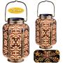 URPOWER Solar Lights Outdoor Metal Solar Lantern Outdoor Hanging Retro Decorative Lanterns with Durable Handle Solar Powered Waterproof LED Table Lanterns Lighting for Yard Tree Fence Patio, 2 Pack