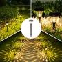 GIGALUMI 8 Pack Solar Pathway Lights, Solar Garden Lights Outdoor Warm White, Waterproof Led Path Lights for Yard, Patio, Landscape, Walkway (Brown)