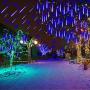 Kwaiffeo Falling Rain Lights Meteor Shower Lights, Christmas Lights Outdoor 12 inch 8 Tube 192 LED Cascading Icicle String Lights for Christmas Tree Halloween Decoration Wedding Party Holiday, Blue