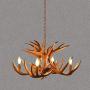 LAKIQ Rustic Vintage Resin Hanging Chandelier Lighting Fixture with Deer Horn Shape 4/6 Lights Antique Farmhouse Pendant Ceiling Light Candle Shape for Dining Room Living Room Restaurant (6 Lights)