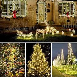 BHCLIGHT Solar String Lights, 2-Pack Each 200LED Upgraded Durable Solar Lights Outdoor, Waterproof 8 Modes Solar Fairy Lights for Wedding Patio Garden Tree Yard Party -Warm White, Silver Wire