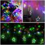 Blingstar Star Curtain Lights 138 LED 12 Star Multicolor Christmas Lights 8.2ft Connectable Window Lights with Remote Plug In Curtain String Lights for Indoor Outdoor Room Birthday Wedding Party Decor