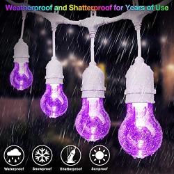 2-Pack 48FT Colored LED String Lights Outdoor, Dimmable RGB String Light with 30+5 E26 Shatterproof Bulbs 3 Remote Controls 96FT Waterproof Commercial Light String for Patio Backyard, White Cord