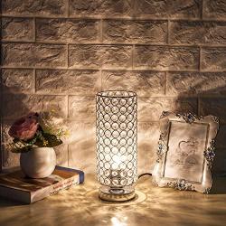 ZEEFO Crystal Table Lamp, Nightstand Decorative Room Desk Lamp, Night Light Lamp, Table Lamps for Bedroom, Living Room, Kitchen, Dining Room (Silver)