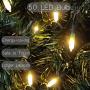 Christmas Lights - Battery Operated String Lights 50 Count Clear LED Mini Lights 8 Modes Green Wire Mini Light Set with Timer for Xmas Tree Wreath Party Indoor Outdoor Decor, Waterproof, Warm White