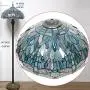 Tiffany Floor Standing Lamp W16H64 Inch Tall Sea Blue Stained Glass Crystal Bead Dragonfly Style Shade 2E26 Antique Lighting Resin Base S147 WERFACTORY Lamps Bedroom Living Room Bookcase Lover Gifts