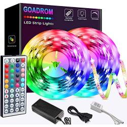 Led Strip Lights 32.8ft, GOADROM IP65 Waterproof Flexible Led Lights Color Changing 5050 RGB 300 LEDs Light Strips Kit with 44 Keys IR Remote Controller and 12V Power Supply for Home, Bedroom, Kitchen