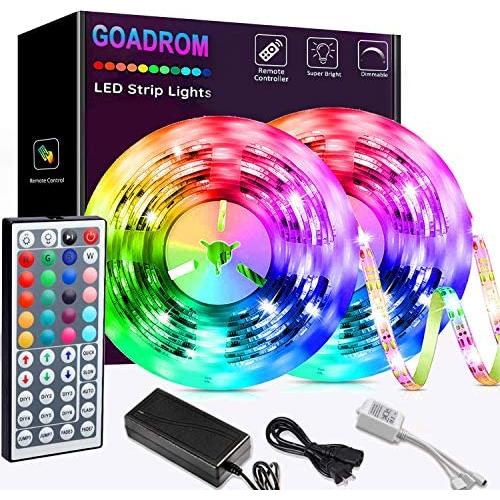 Led Strip Lights 32.8ft, GOADROM IP65 Waterproof Flexible Led Lights Color Changing 5050 RGB 300 LEDs Light Strips Kit with 44 Keys IR Remote Controller and 12V Power Supply for Home, Bedroom, Kitchen