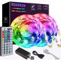 Led Strip Lights 32.8ft, GOADROM IP65 Waterproof Flexible Led Lights Color Changing 5050 RGB 300 LEDs Light Strips Kit with 44 Keys IR Remote Controller and 12V Power Supply for Home, Bedroom, Kitchen