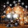 ALOVECO Christmas Snowflake Projector Lights, Rotating LED Snowfall Projection Lamp with Remote Control, Outdoor Waterproof Sparkling Decorative Lighting for Halloween Xmas Party (Cool White 6000K)