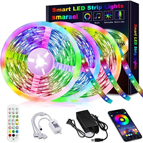 50ft Led Strip Lights, smareal Led Lights Strip Music Sync Color Changing Led Strip Lights App Control and Remote Led Lights for Bedroom Party Home Decoration