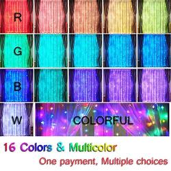 16 Color Changing Rainbow Curtain Lights Backdrop Window Lights, 200 LED USB Remote Control Colorful Icicle Fairy Lights String Lights for Weddings Party, Christmas Decor-9.8ft x 9.8ft(Multiple Color)