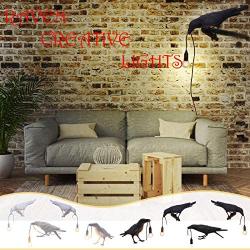 YJYdada Raven Wall Lamp Table Lamp, Resin Crow Bird Shaped Light for Bedroom Corridor Living Room Wall Sconces Light Black/White 4 Style (Black-B)