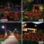 HeyMate Solar Garden Lights Outdoor 2 Pack Solar Red Rose Flower Lights with 10 Rose Flowers Solar Christmas Decorative Lights Waterproof for Backyard,Patio,Pathway,Xmas Decorations