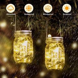 EASTCATO Mason Jar Solar Lights 30 LEDs,4 Pack Hanging Solar Lights Outdoor,Waterproof Solar Lanterns for Patio Party Garden Christmas Decorations Lights Hangers and Jars Included-Warm White