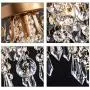 Q&S Mini Chandelier Crystal Ceiling Light ,Small Flush Mount Chandelier,Entryway Bedroom Barthroom Hallway Gold Light Fixture