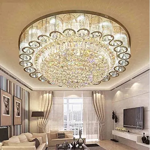 Sky Demons Crystal Ceiling Light K9 Crystal Chandelier LED Ceiling Light, Built-in Modern Chandelier Installation, Bar Living Room Dining Room Bedroom Lamp (Diameter 31.5 Inches)