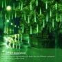 MUEQU Solar Light Outdoor, Waterproof Christmas String Lights Solar LED Meteor Shower Rain Lights Falling Raindrop Light 8Tubes 288LED Fairy Lights for Xmas Tree Garden Party Decor (Green)