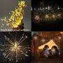 Christmas Tree Decorations Firework Lights, USB Powered Starburst String Lights 480 LED Copper Wire Fairy Lights with 8 Modes and Remote Control Hanging Lights for Holiday Decor (Battery Not Included)