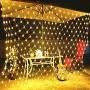 Net Lights Outdoor Mesh Lights with Remote,9.8ft x 6.6ft 200 LED Tree-wrap Lights,Party Background Light,8 Modes Dimmable String Lights for Christmas Halloween Brush-Powered by 3x D Battery,Warm White