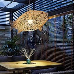 Zytyeu Chandelier Living Room Chandelier Fish Squid Bamboo Chandelier E27 Rattan Decorative lamp Shade Chandelier Dining Bedroom Living Room Adjustable Height Chandelier