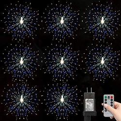 Arbnic 8 Pack 180 Led Firework Lights Starburst Light with Remote, Copper Wire Lights 8 Modes Waterproof Decorative Lights for Terrace, Garden, Party, Outdoor, Christmas