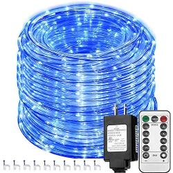 Solhice 66ft 335 LEDs Rope Lights Blue, Waterproof Dimmable Outdoor LED Tube Fairy Light with Remote Control, for Deck, Patio, Wedding, Bedroom Indoor Decor