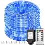 Solhice 66ft LED Rope Lights Blue, 330 LEDs Waterproof Dimmable Outdoor Tube Fairy Light with Remote Control, for Deck, Patio, Wedding, Bedroom Indoor Decor