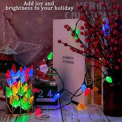 16.4 ft Strawberry Bulbs String Lights Outdoor C3 Christmas Tree String Lights 50 LED Battery Operated Fairy Lights with Timer for Christmas Wedding Party Indoor Outdoor (Yellow, Red, Green, Blue)