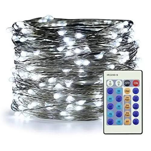 ER CHEN Cool White Fairy Lights Plug in, 66ft 200 LED Starry String Lights Dimmable with Remote Control, Waterproof Copper Wire Decorative Lights for Bedroom, Patio, Garden, Yard, Party
