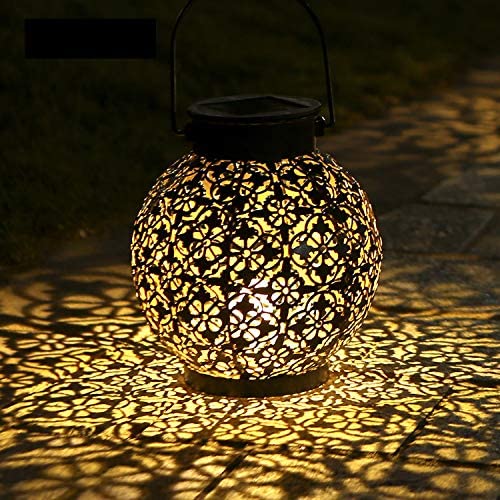 Tomshine 1 Pack Solar Lanterns Outdoor Hanging Solar Lights Decorative Garden Lights Metal Waterproof Table Lamp for Patio Porch Backyard Pathway