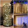NockNock Curtain Lights 300 LED Window String Lights 9.8x9.8 Ft with Remote Control Fairy Twinkle Lights 8 Light Modes for Party Wedding Birthday Christmas Decoration (Warm White)