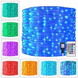 Ollny Rope Lights 180 LED 33ft 16 Multi Colors Changing Outdoor String Fairy Twinkle Strip Tube Lights with Remote Plug in Lights for Bedroom Christmas Tree Party Patio Indoor Decorations,Waterproof