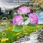 Solar Lights Outdoor Decorative - 2 Pack Hydrangea Solar Garden Stake Lights Waterproof and Realistic LED Flowers Powered Outdoor In-Ground Lights for Garden Lawn Patio Backyard (Purple)