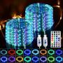 GLPE LED Rope Lights, 2 Pack X 33ft 100 LEDs Outdoor Rope Lights Waterproof 16 Color Changing Multicolor with Remote, Fairy Rope Lights USB Powered for Christmas Indoor Garden