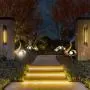 Solar Garden Lights Outdoor Decorative, 2 Pack Metal Solar Stake Lights Outdoor, Crack Glass Ball Led Waterproof Solar Garden Decor for Yard Patio Lawn Pathway Walkway -Warm White