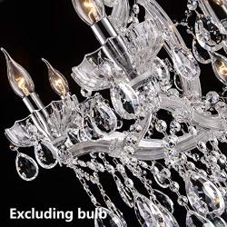 Classic LED Candle Crystal Chandelier, Modern Luxurious K9 Crystal Lighting Fixture Lamp for Dining Room, 8+1 Lights, 31.5 inch(D) 60 inch(H)