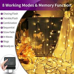 holahome Led Christmas String Lights Outdoor Indoor - 115Ft 300 LED UL Certified 8 Modes End to End Plug - Warm White Fairy Lights for Xmas Tree, Wedding, Patio, Garden, Holiday Decoration