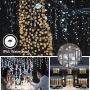 Icicle Lights Outdoor Christmas Lights 400 LED String Lights Curtain Fairy Light with 75 Drops, 33ft 8 Modes Decor for Christmas Thanksgiving Halloween, Cool White