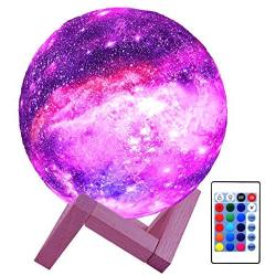 HYODREAM 3D Moon Lamp Kids Night Light Galaxy Lamp 16 Colors LED Light with Rechargeable Battery Touch & Remote Control as Birthday Gift for Boys/Girls/Baby