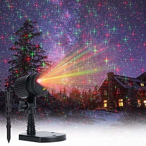 Brightown Christmas LED Projector Lights Outdoor - Red & Green Starry Projection Light 3 Working Modes Waterproof Plug in Mountable for Holiday House Indoor Outdoor Party New Year Decoration