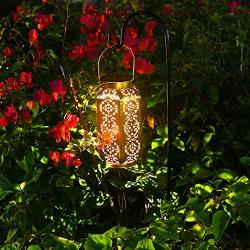 Solar Lantern Outdoor Solar Light Metal Hanging Solar Garden Lantern for Patio , Courtyard, Party, Walkway,Terrace, Garden, Lawn Decorative 1 Pc (Copper)