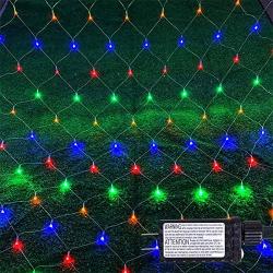 Christmas Net Lights, Outdoor Net String Lights Garden Lights, 192LED 9.8ft x 6.6ft Fairy String Decorative Lights 8-Modes with 30V Safe Voltage for Christmas Wedding Garden Decorations (Multicolor)